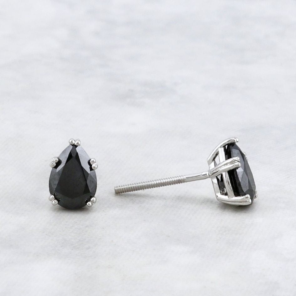 Boucles d'oreilles Moissanites noires en or 10K - 14K - 18K ou platine