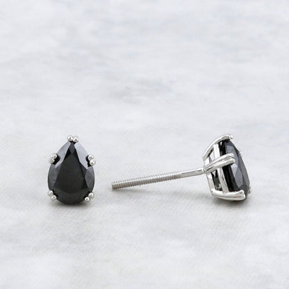 Boucles d'oreilles Moissanites noires en or 10K - 14K - 18K ou platine