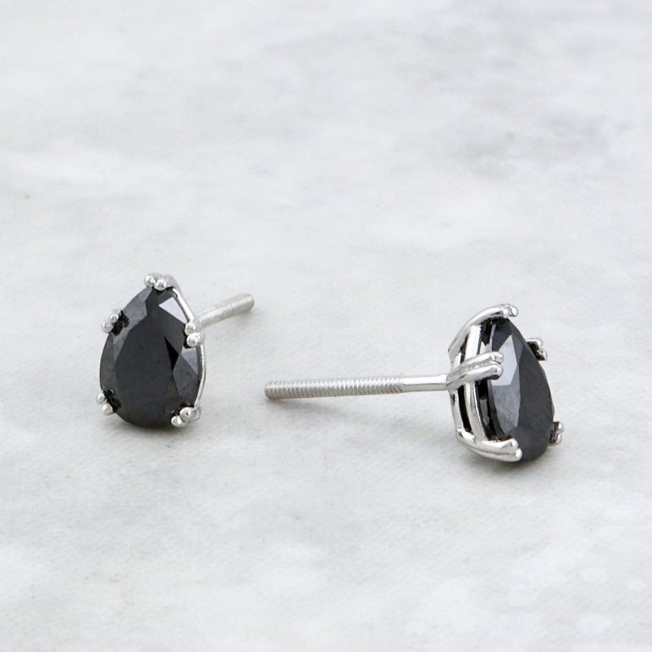 Boucles d'oreilles Moissanites noires en or 10K - 14K - 18K ou platine