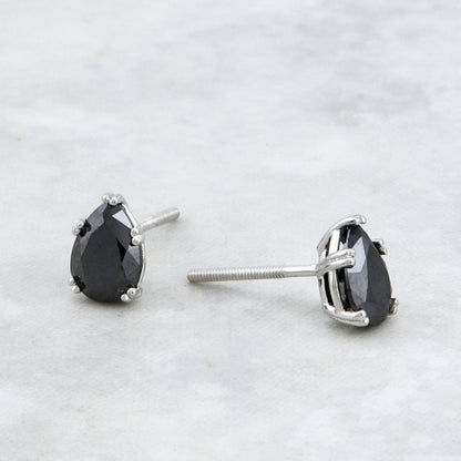 Boucles d'oreilles Moissanites noires en or 10K - 14K - 18K ou platine