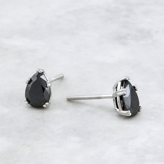Boucles d'oreilles Moissanites noires en or 10K - 14K - 18K ou platine