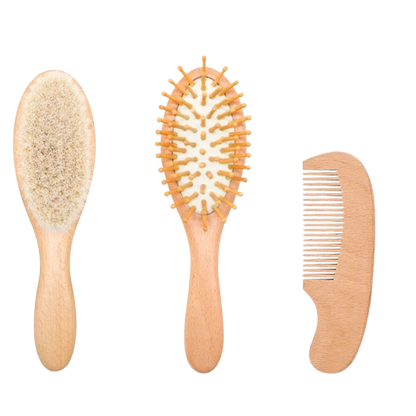 Wooden Baby Brush And Comb Set (3pcs)