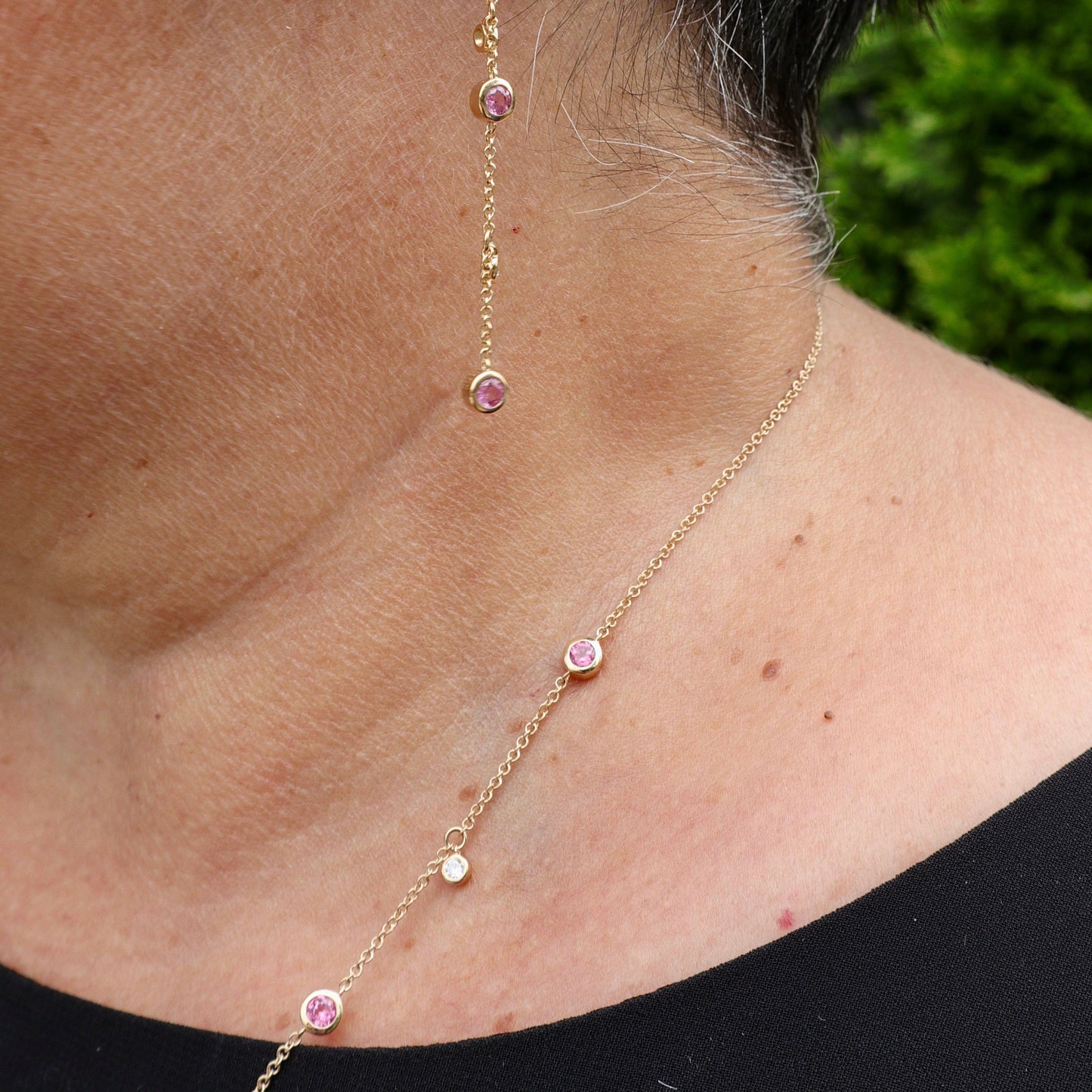 Collier en or 14K serti de diamants et tourmaline