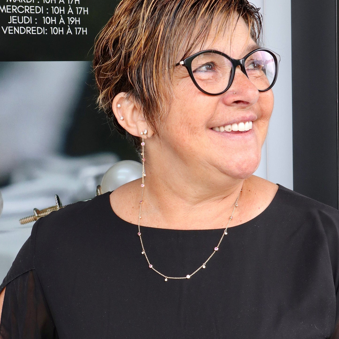 Collier en or 14K serti de diamants et tourmaline