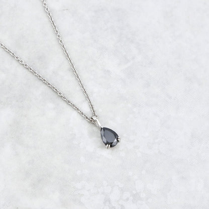 Collier Moissanite noire en or 10K - 14K - 18K ou platine