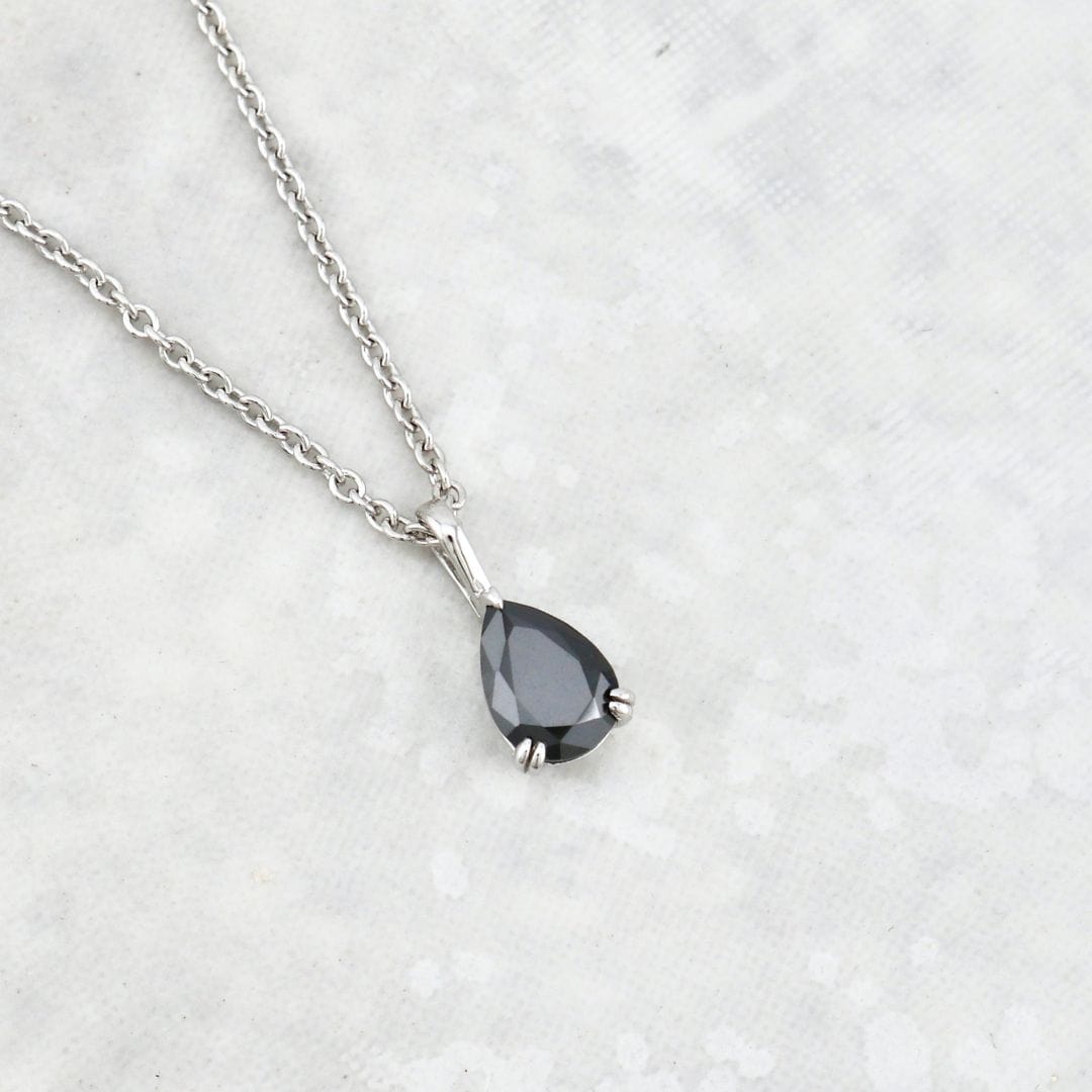 Collier Moissanite noire en or 10K - 14K - 18K ou platine