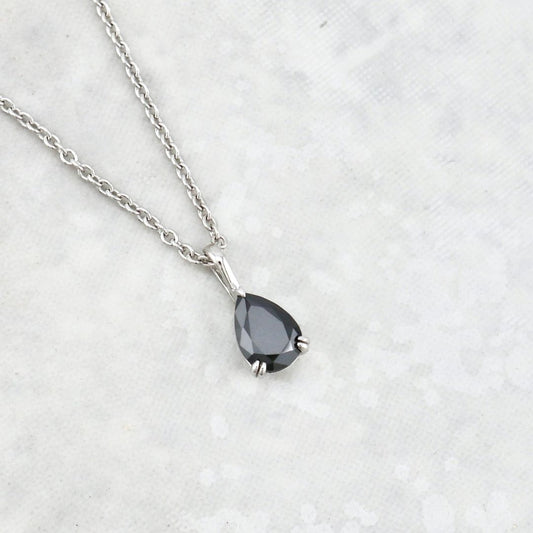 Collier Moissanite noire en or 10K - 14K - 18K ou platine