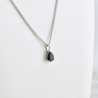 Collier Moissanite noire en or 10K - 14K - 18K ou platine