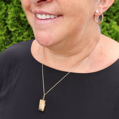 Collier porte-photo Soleil en or 14K et diamants