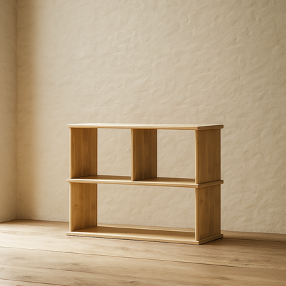 Console bookcase in white oak