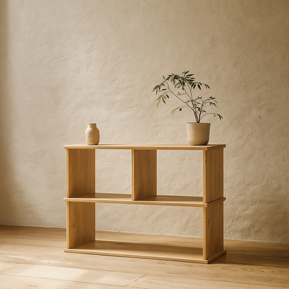 Console bookcase in white oak
