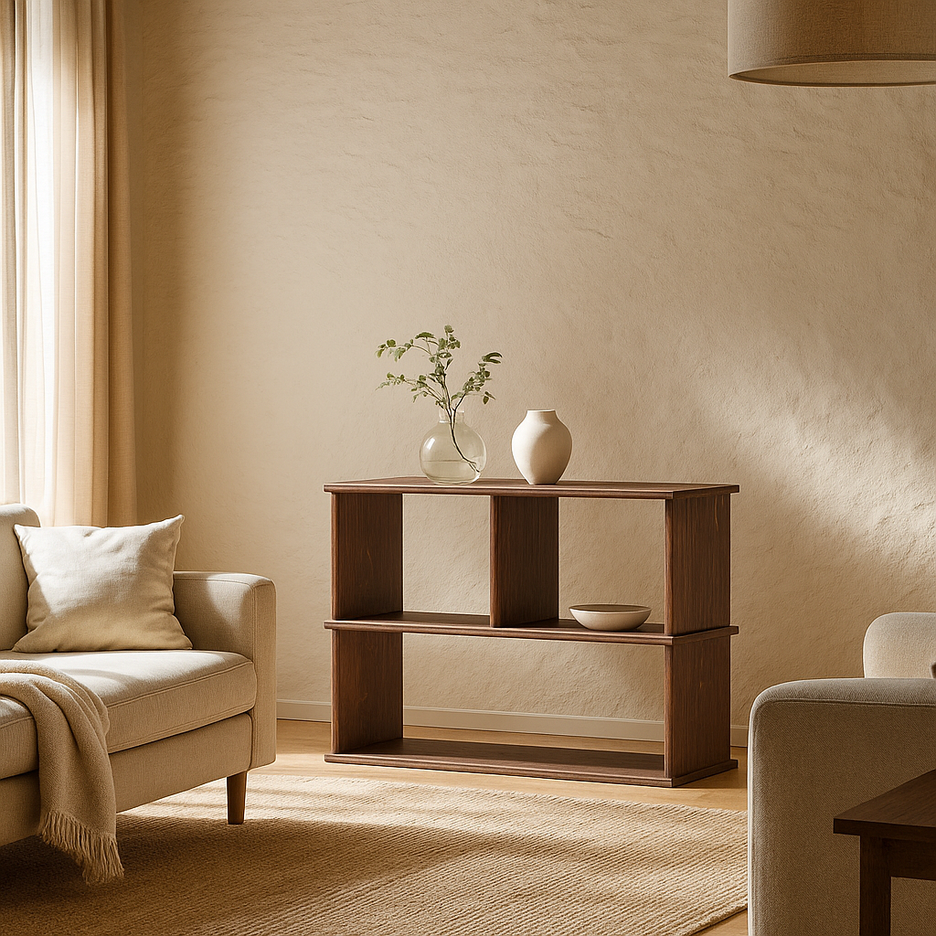 Console bookcase in walnut
