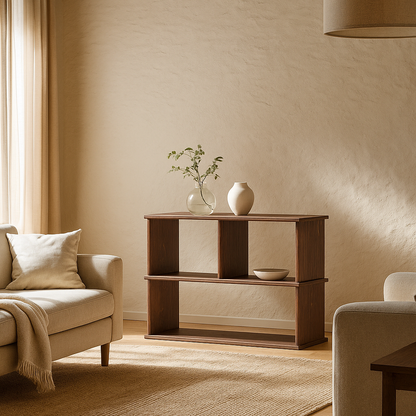 Console bookcase in walnut