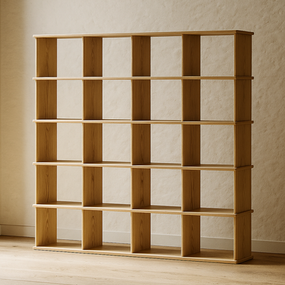 Cube bookshelf in white oak