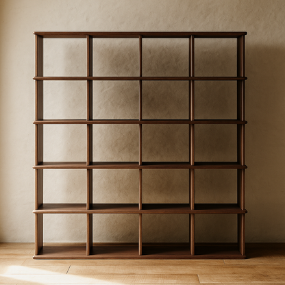 Cube bookshelf in walnut
