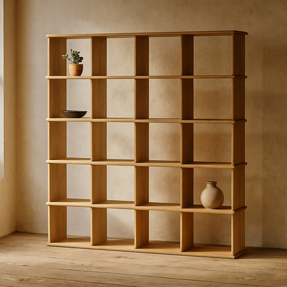 Cube bookshelf in white oak