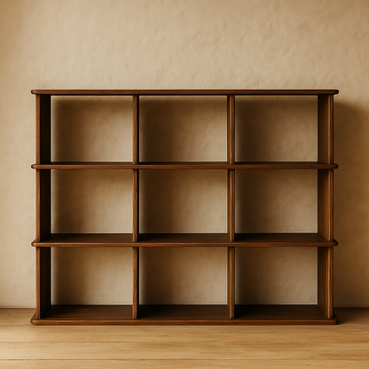 Nine cube bookshelf in walnut