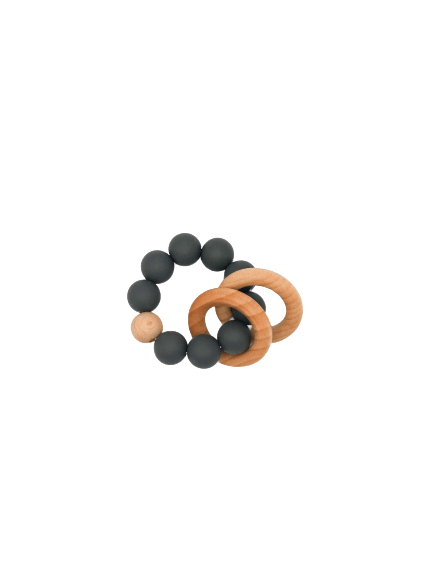 Silicone Teether With Wood Rings 3M+