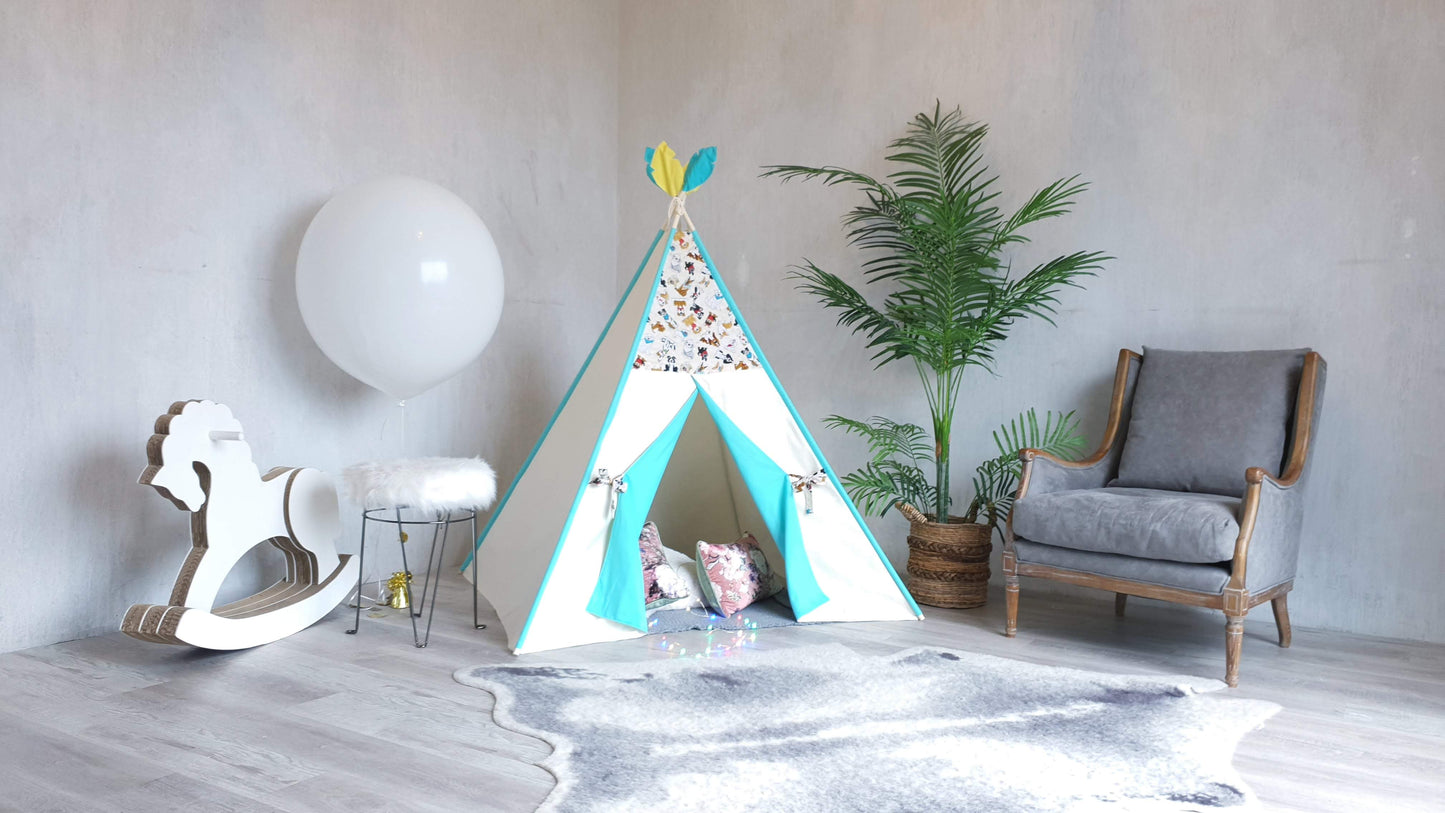 Dog Lovers Turquoise Ivory Teepee