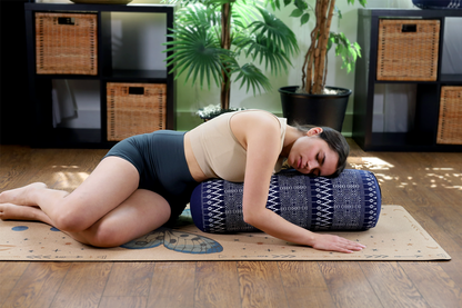Natural & Organic Yoga Bolster | Navy Print