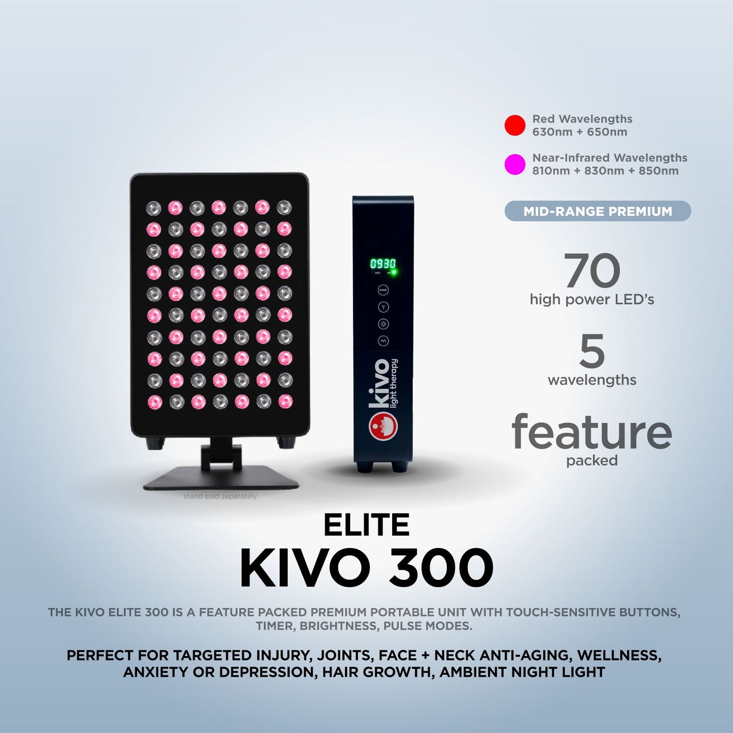 Kivo Elite 300: Premium Portable Red Light Therapy Panel