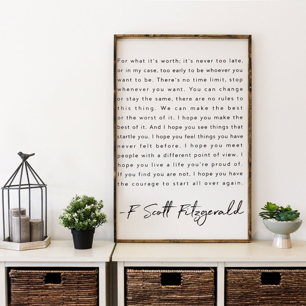 F. Scott Fitzgerald Wood Sign