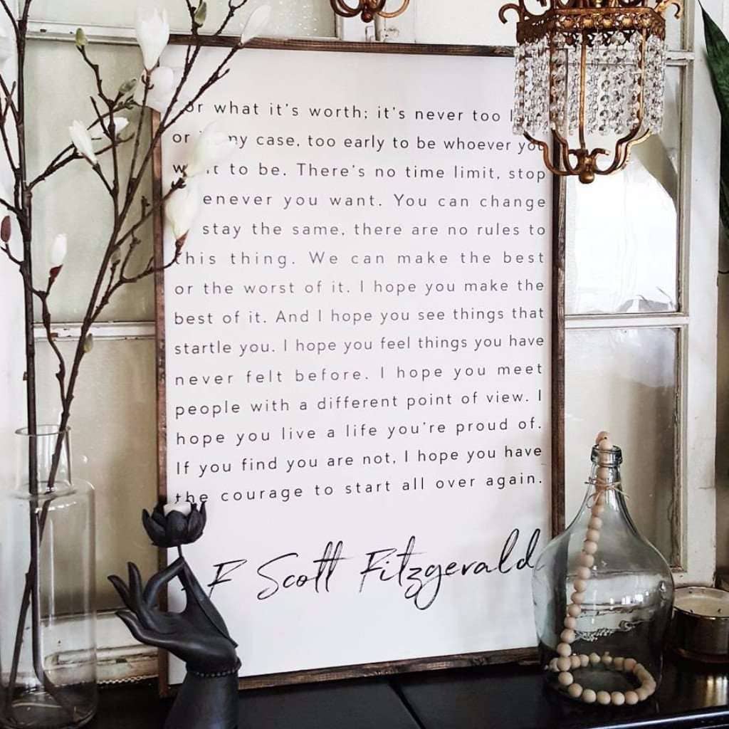 F. Scott Fitzgerald Wood Sign