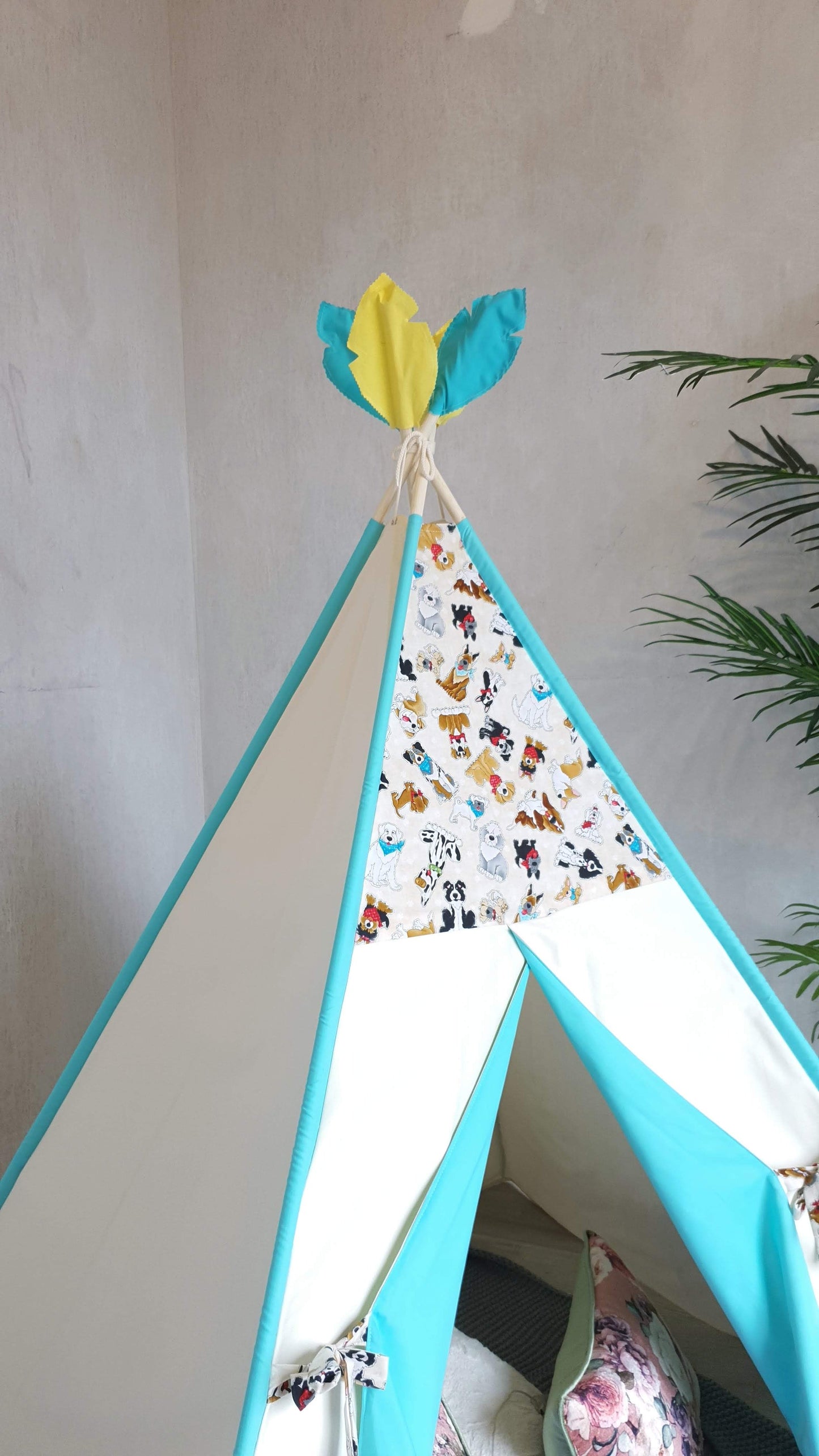 Dog Lovers Turquoise Ivory Teepee