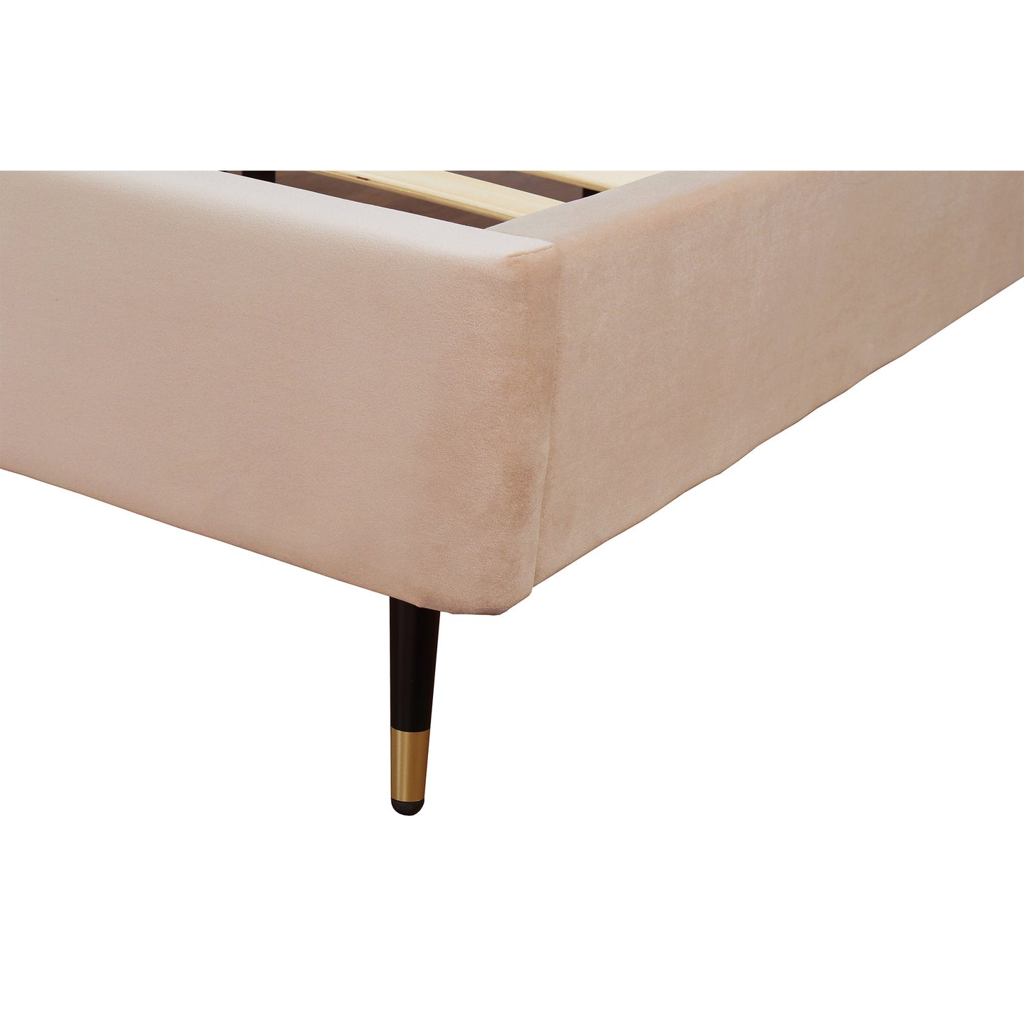 Gallagher Upholstered Velvet Platform Queen Bed - Nude Beige