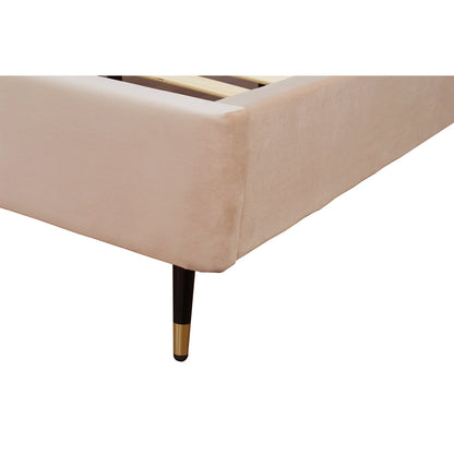 Gallagher Upholstered Velvet Platform Queen Bed - Nude Beige