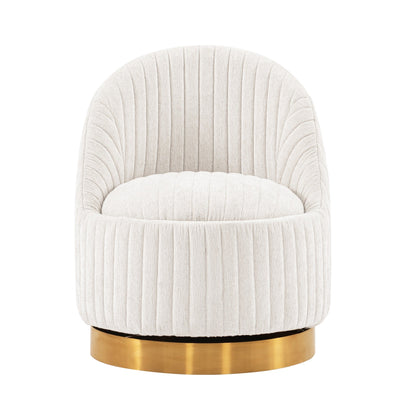 Pumpkin Swivel Chenille Accent Chair - Cream/Gold