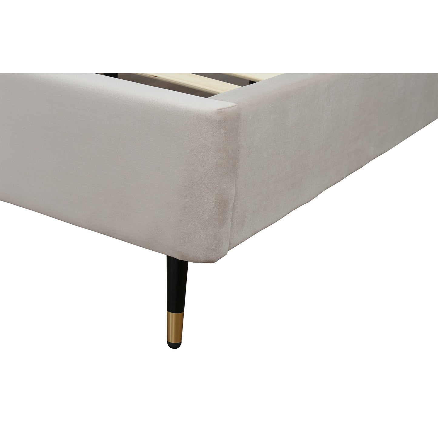 Gallagher Upholstered Velvet Platform Bed - Greige