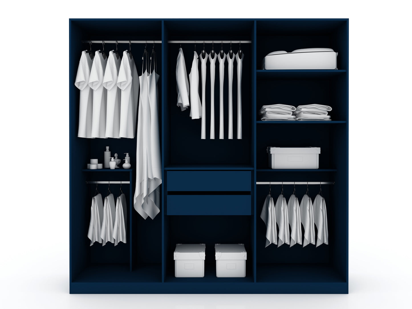 Torino Modern Freestanding Wardrobe - Midnight Blue