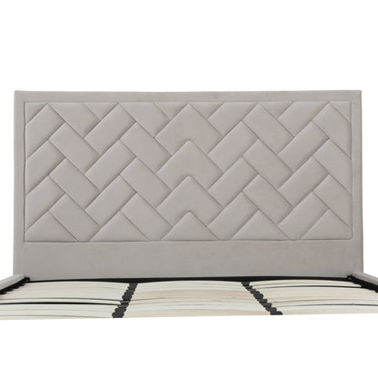 Gallagher Upholstered Velvet Platform Bed - Greige