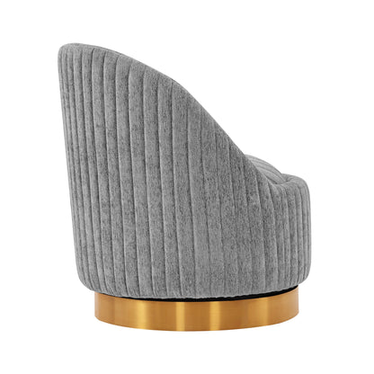 Pumpkin Swivel Chenille Accent Chair - Grey/Gold