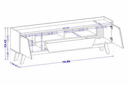 Malmo Modern 70.8" TV Stand with 2 Drawers - Black/Brown