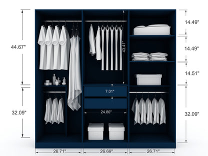 Torino Modern Freestanding Wardrobe - Midnight Blue
