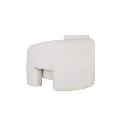 Chloe Pine Wood Tweed Accent Chair - Cream