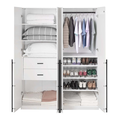 Genoa Modern 2-Piece Freestanding Wardrobe - White