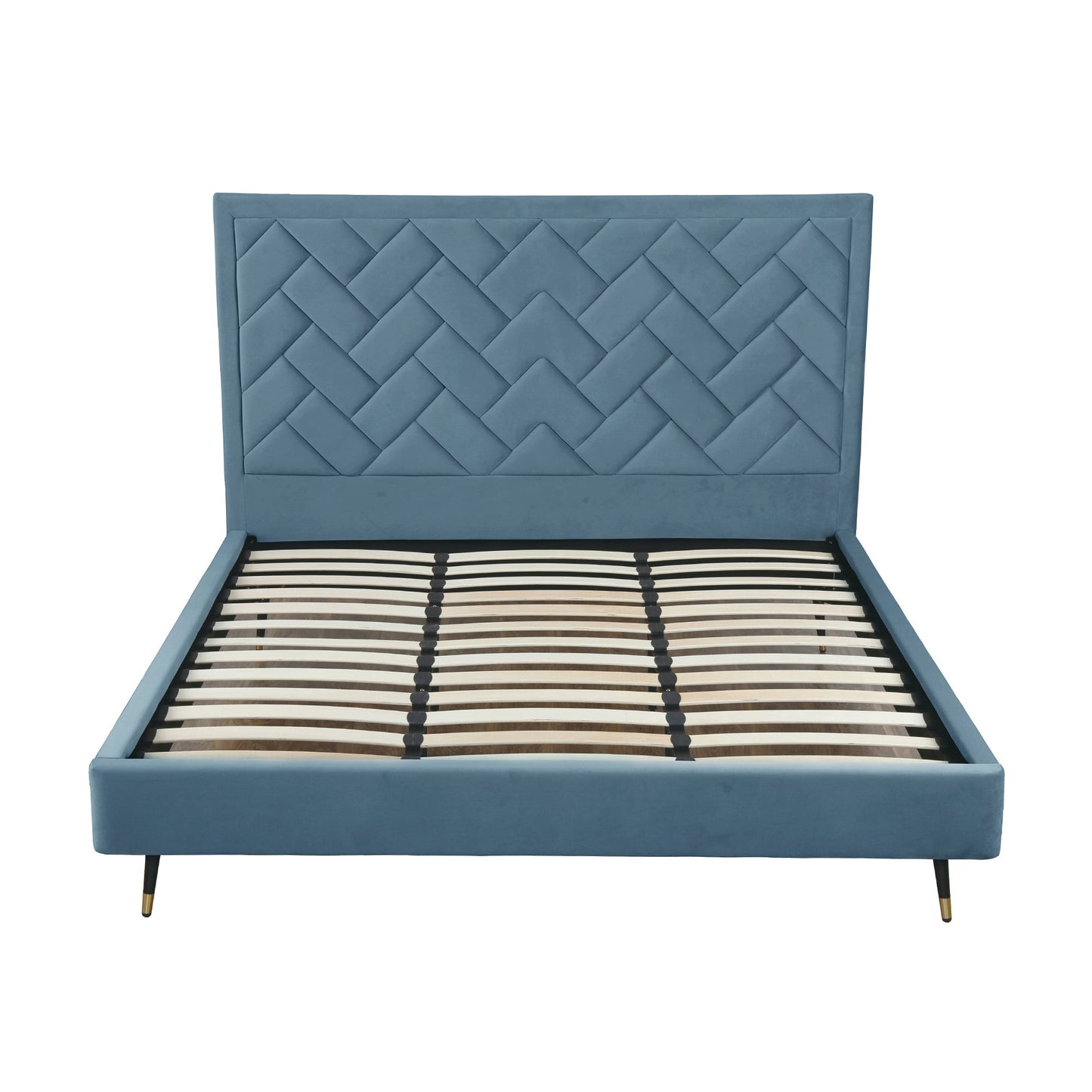 Gallagher Upholstered Velvet Platform Bed - Blue