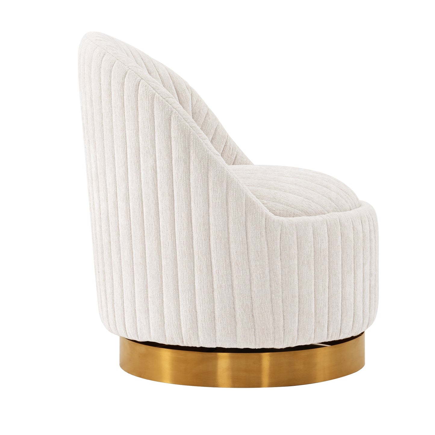 Pumpkin Swivel Chenille Accent Chair - Cream/Gold