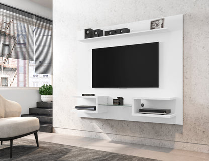 Augusta Modern Floating Shelved Entertainment Center - White Gloss