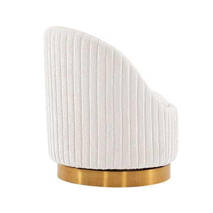 Pumpkin Swivel Chenille Accent Chair - Cream/Gold