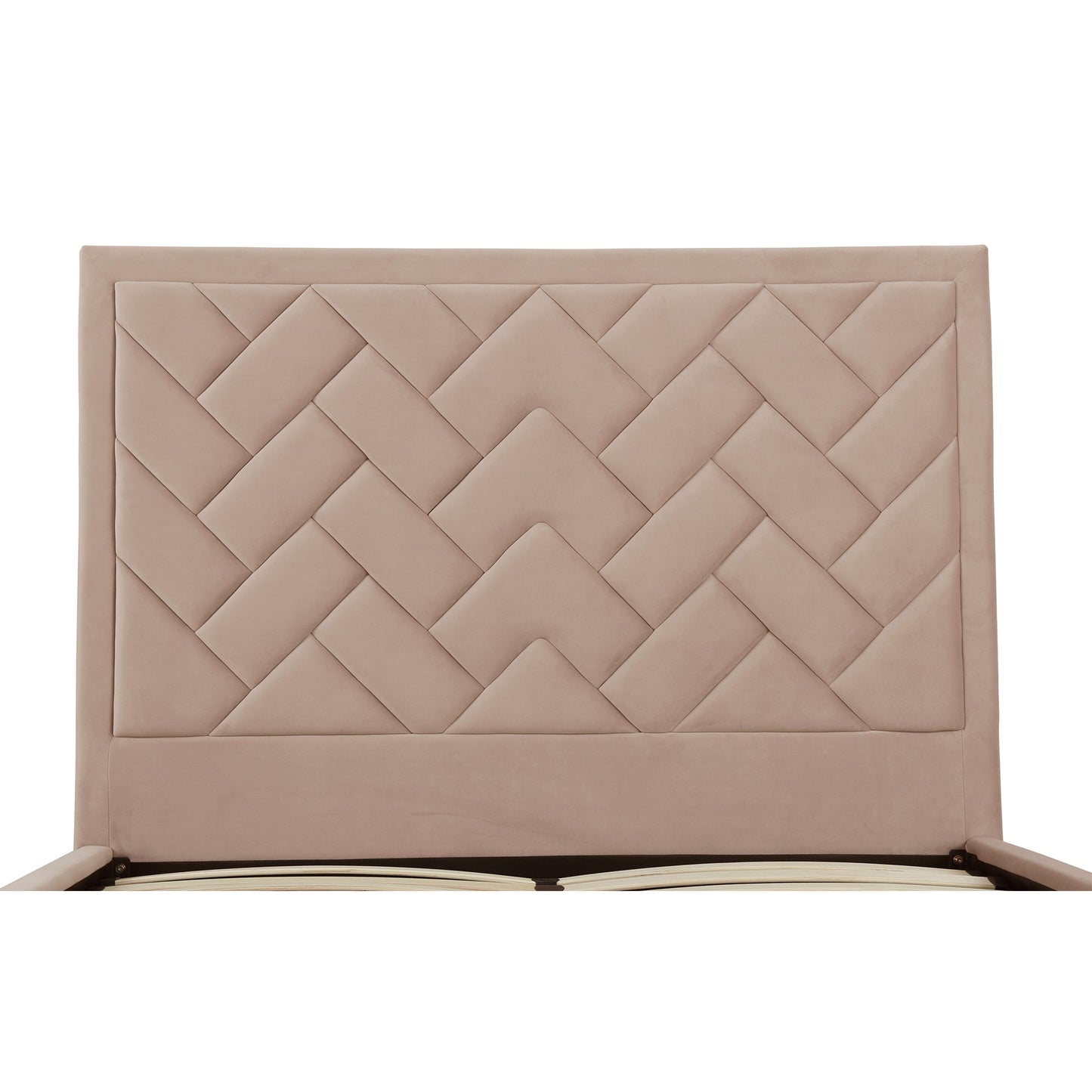 Gallagher Upholstered Velvet Platform Queen Bed - Nude Beige