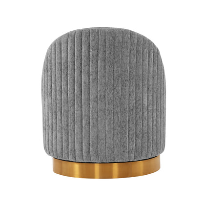 Pumpkin Swivel Chenille Accent Chair - Grey/Gold