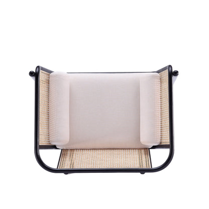 Tulum Natural Cane Accent Chair - Black/Cream