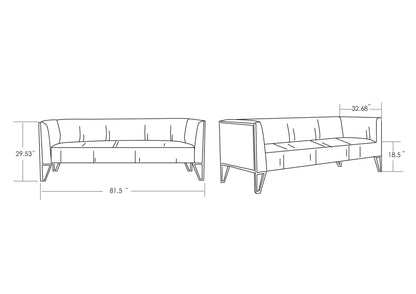 Vector 3-Seater Sofa - Grey/Gold