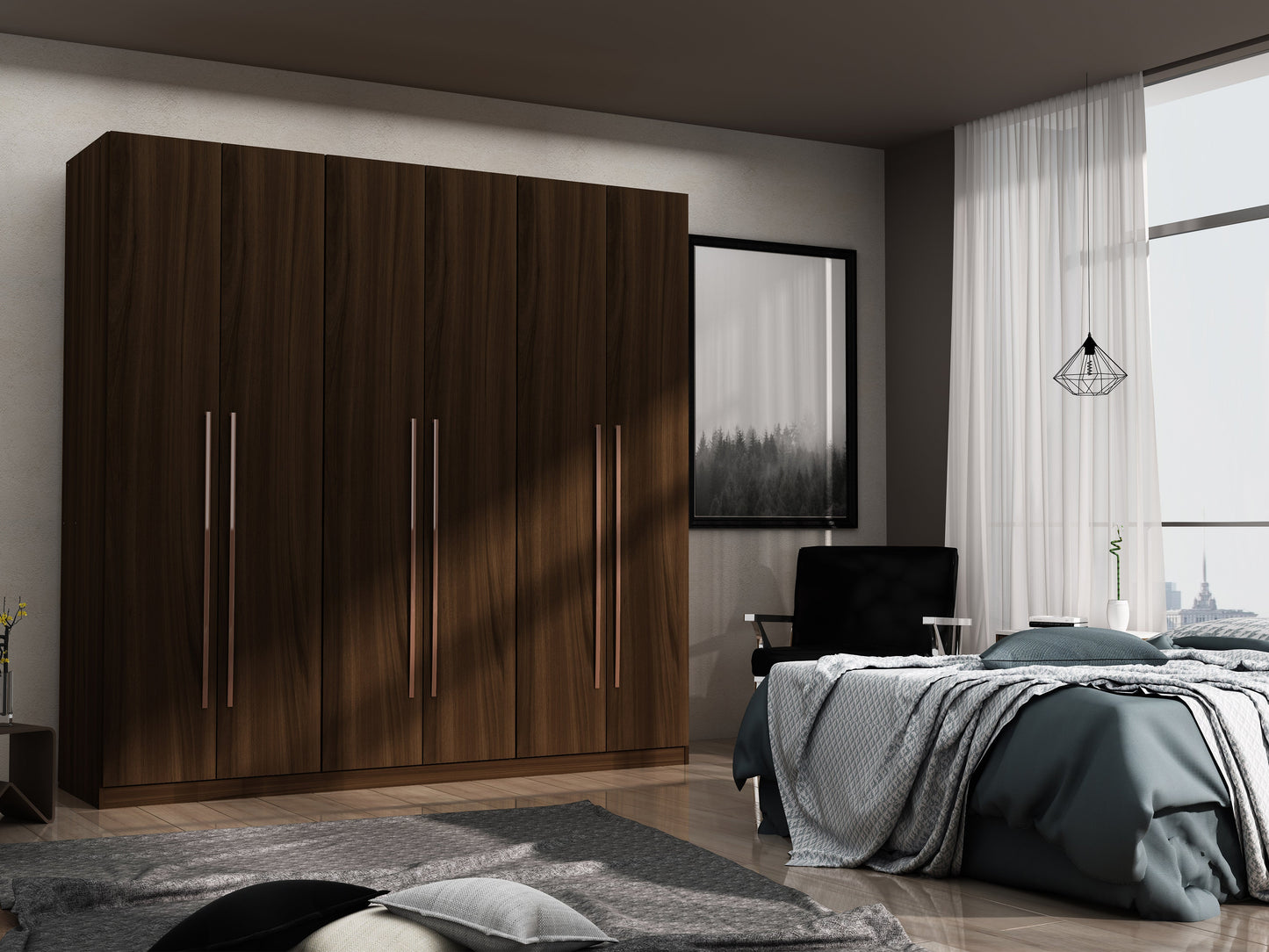 Torino Modern Freestanding Wardrobe - Brown