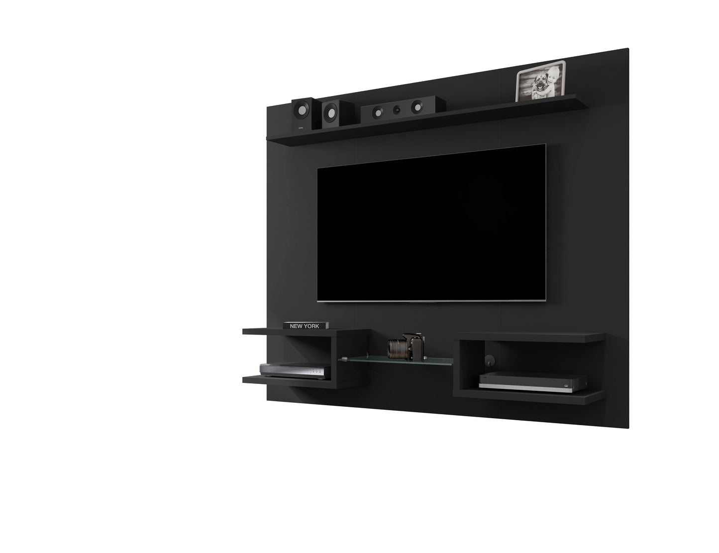 Augusta Modern Floating Shelved Entertainment Center - Black