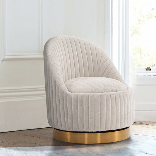 Pumpkin Swivel Chenille Accent Chair - Cream/Gold